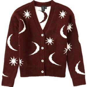 NWT -Trendy Volcom Girls/Unisex Celestial Print MoonStars Cardigan Sz 6 Espresso